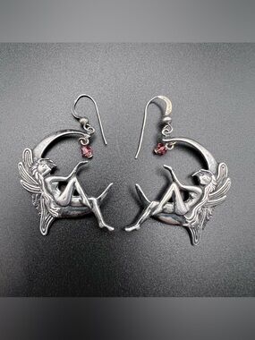 Sterling Silver Moon Fairy Earrings